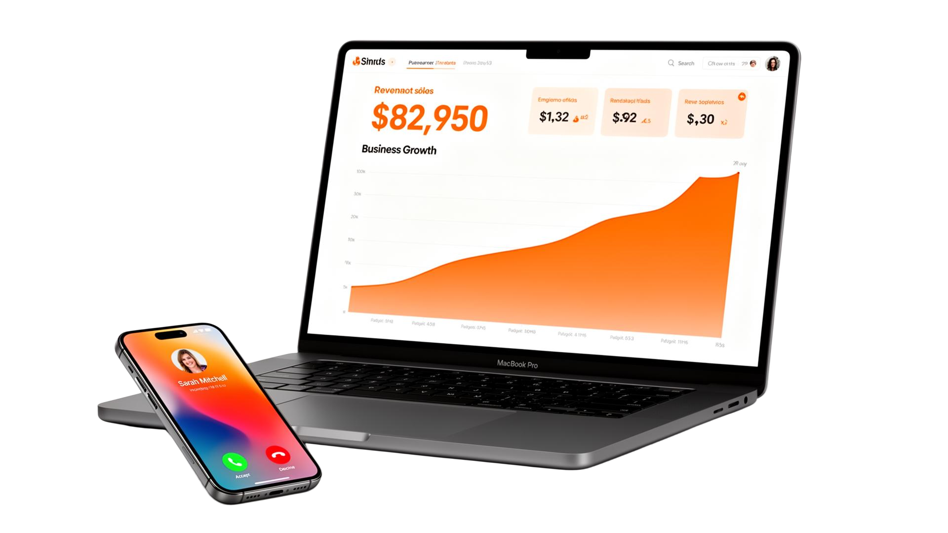 Liftoff growth dashboard showing revenue metrics, lead tracking, and business growth chart